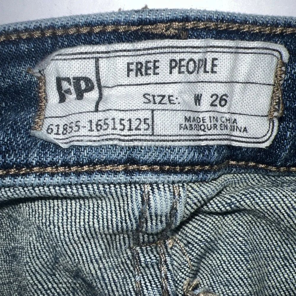 Free People Women's Raw Hem Studded Flare Blue Jeans Size 26